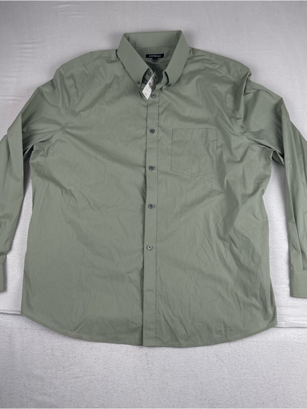 New! Mens Express Green Button Down Shirt Long Sleeve XL Cotton Nylon Blend